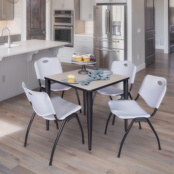 Regency Kahlo Square Table & Chair Sets, 30 W, 30 L, 29 H, Wood, Metal, Plastic Top, Maple TPL3030PLBK47GY - main